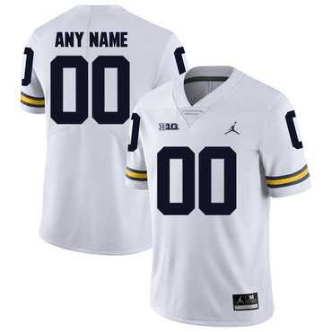 Men%27s Michigan Wolverines White Customized College Football Jersey